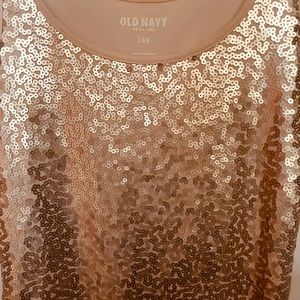 Tan/light pink sequined tank top. Sz S